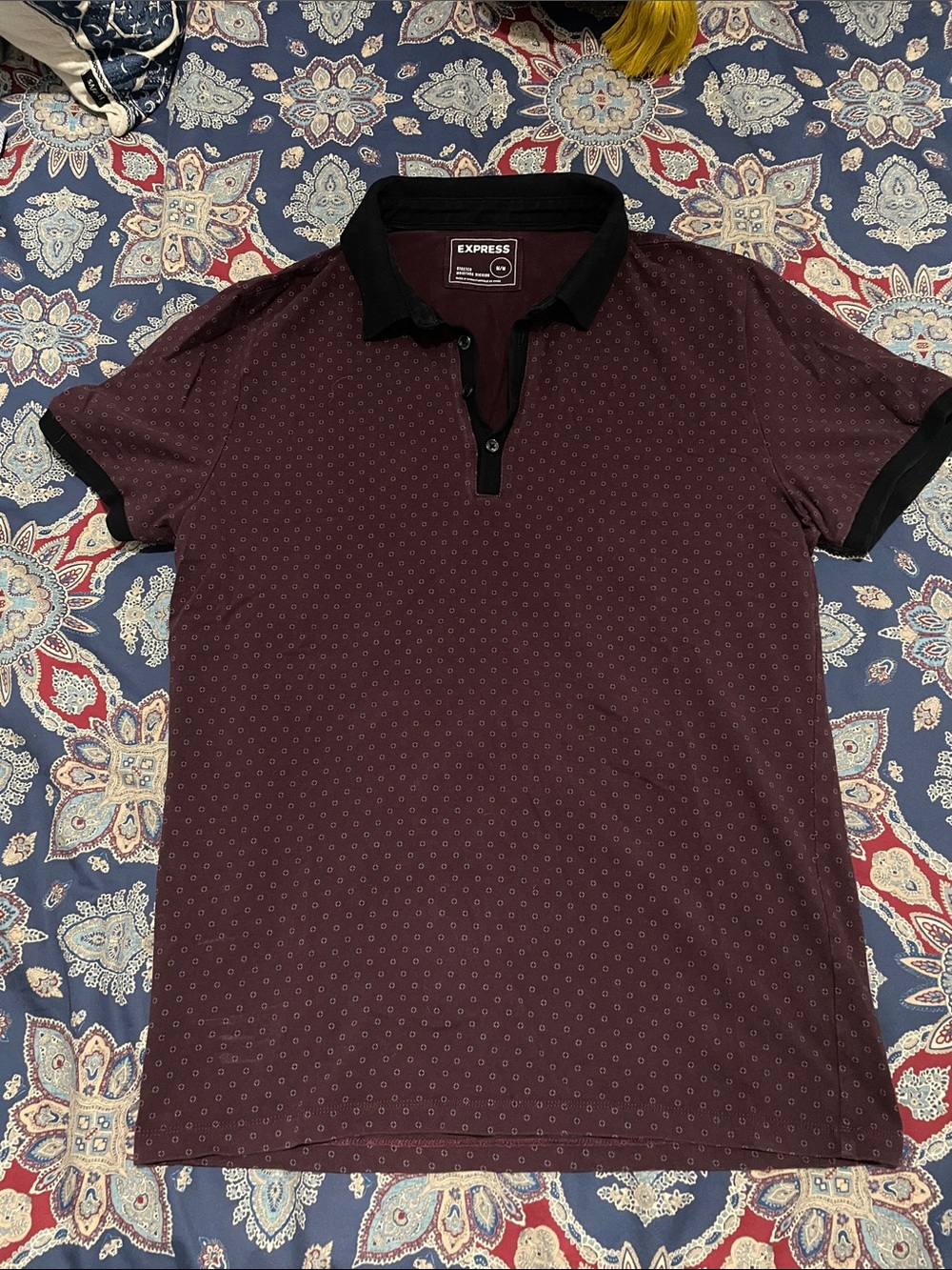 Express Men’s Burgundy Polo with Black Collar